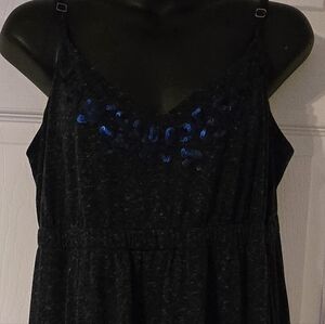 Simply Vera Vera Wang Heathered Blue W/ Sequin Neck Adjustable Strap, Pocket L